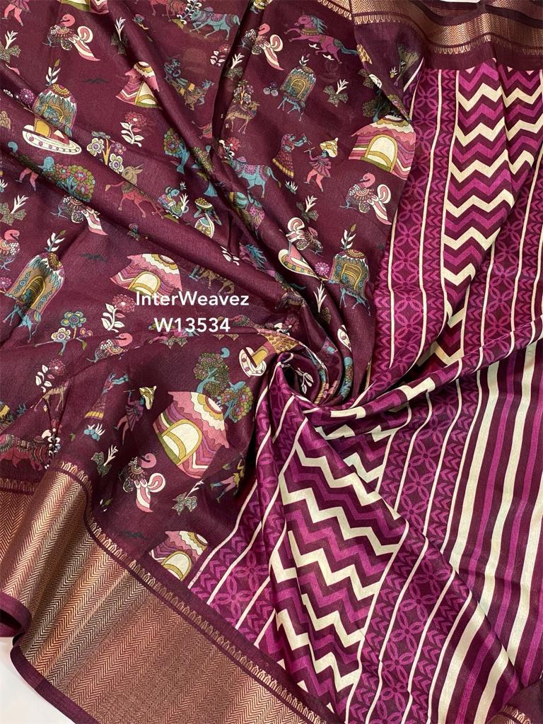 Wow Dola Silk With Jequrd Border Saree Catalog